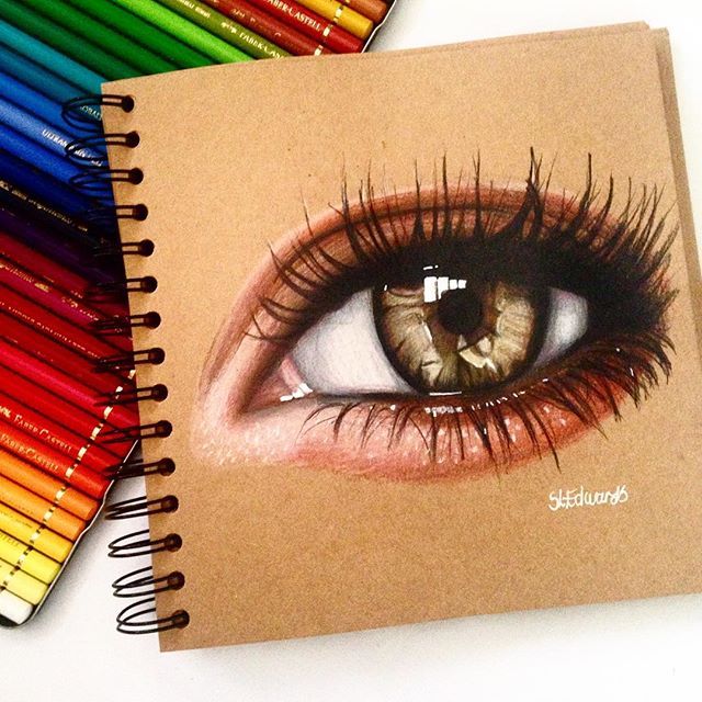640x640 eye drawing done in faber castell polychromos colored paper - Faber Castell Drawing