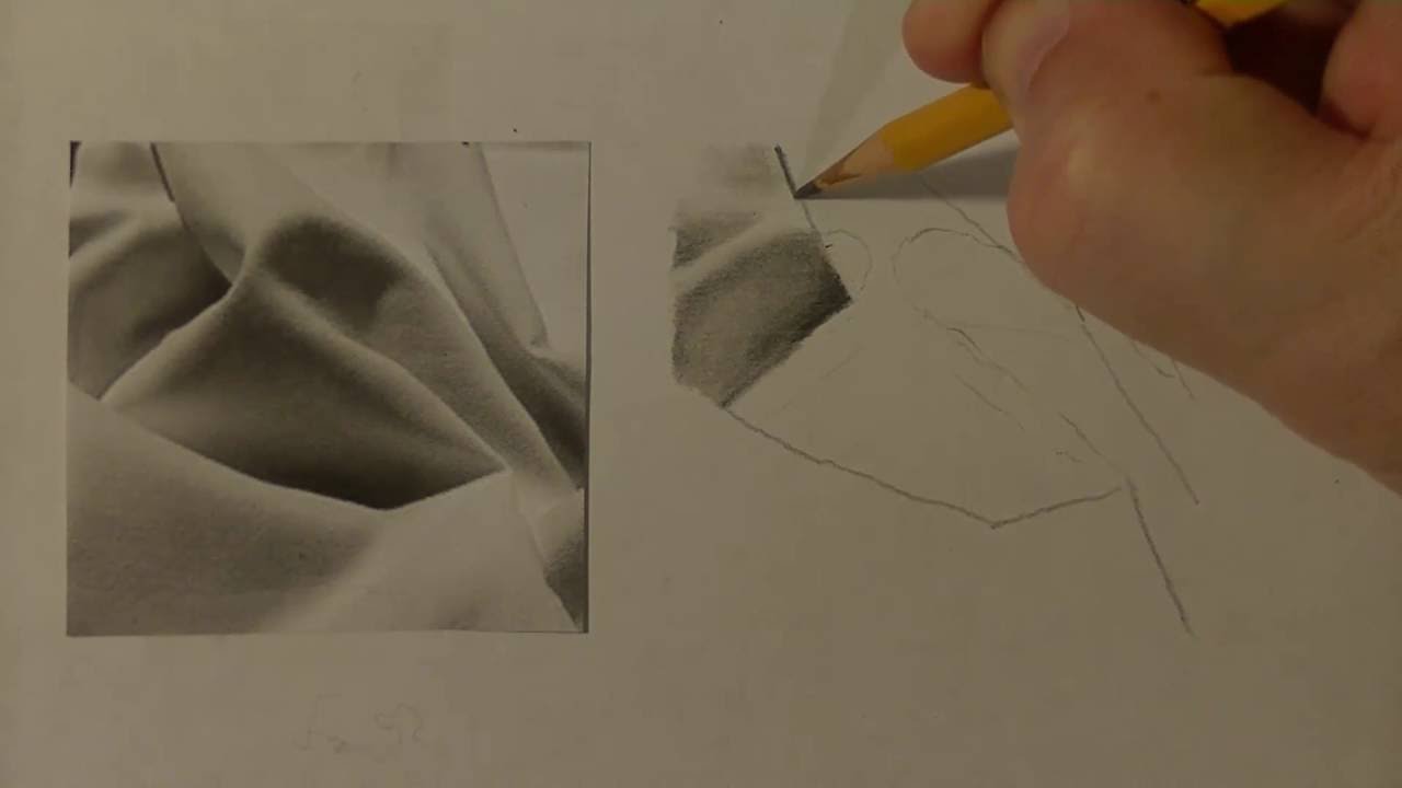 1280x720 how to draw fabric folds realistic graphite drawing lesson - Fabric Drawings