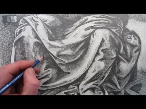 480x360 how to draw fabric folds drawing based on leonardo da vinci - Fabric Drawings