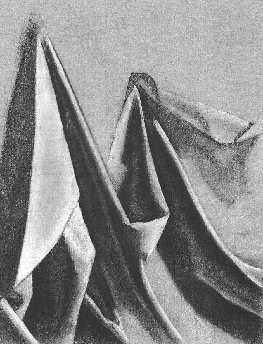 900x1175 charcoal drawing of fabric my drawings paintings easy - Fabric Drawings
