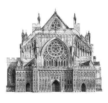 375x360 exeter cathedral drawing - Facade Drawing