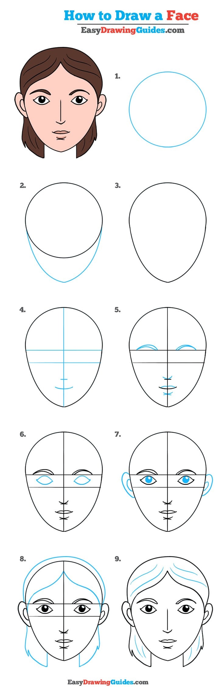 736x2282 How To Draw A Face Really Easy Drawing Tutorial - Face Drawing Easy