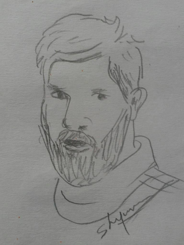 768x1024 shiju m drawings messi cartoon face drawing easy - Face Drawing Easy