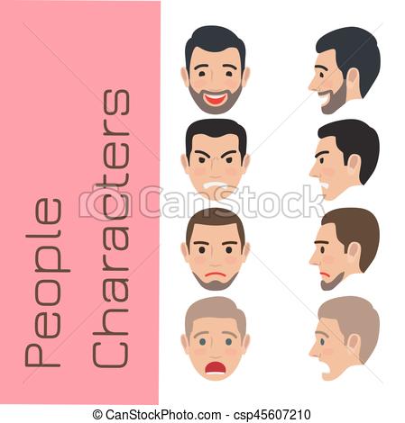 449x470 People Emotions Generator Flat Vector People Character Generator - Face Drawing Generator