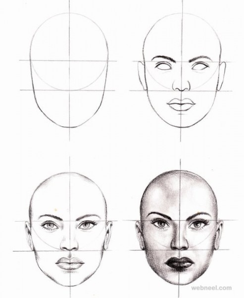 Face Drawing Step By Step at PaintingValley.com | Explore collection of ...