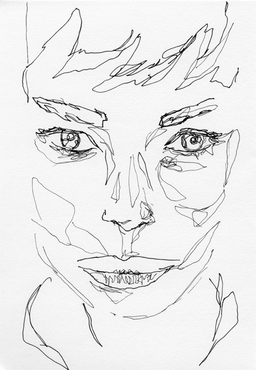 500x722 Drawing Art Face Draw Portrait Artist Study Line Ink Sketch Woman - Face Drawing Tumblr
