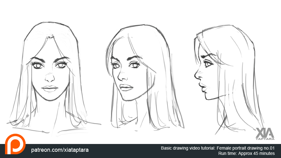 900x507 Basic Female Portrait Drawing Video Tutorial - Face Drawing Tutorial