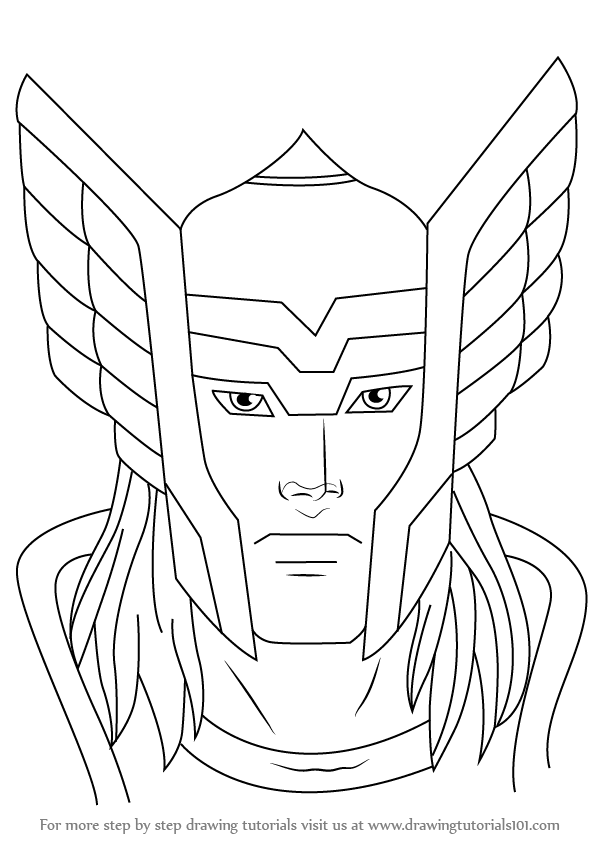 598x844 Learn How To Draw Thor Face - Face Easy Drawing