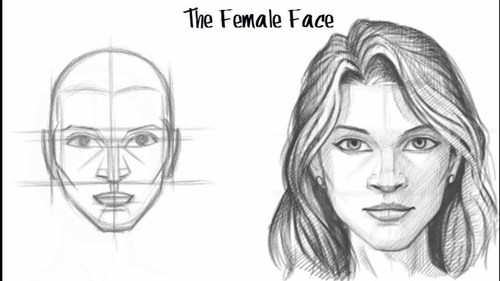 500x281 Pix For Gt Drawing Of A Girl Face For Kids On We Heart It - Face Girl Drawing