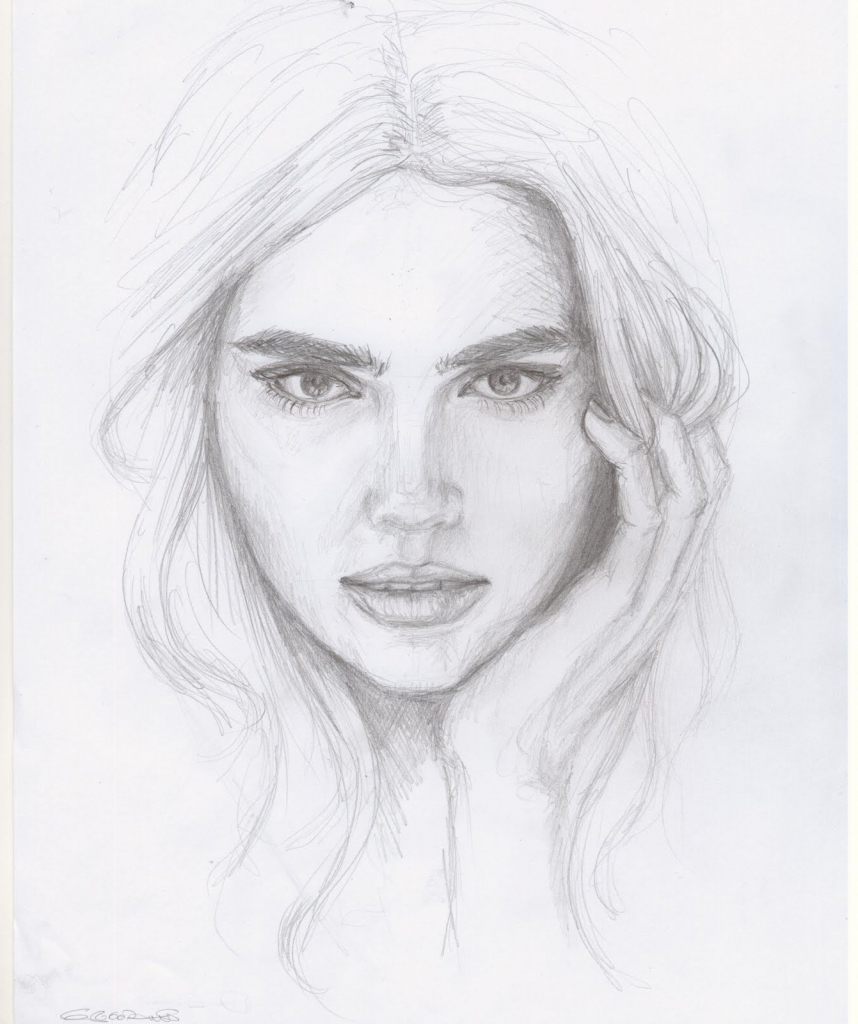 858x1024 Beautiful Face Drawing - Face Girl Drawing