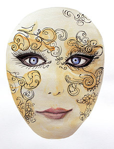 229x300 Venice Inspired Drawing Drawing - Face Mask Drawing