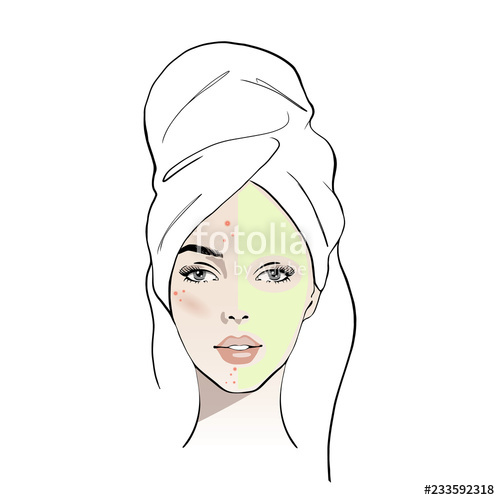 500x500 woman with acne isolated woman in towel with pimples on face - Face Mask Drawing
