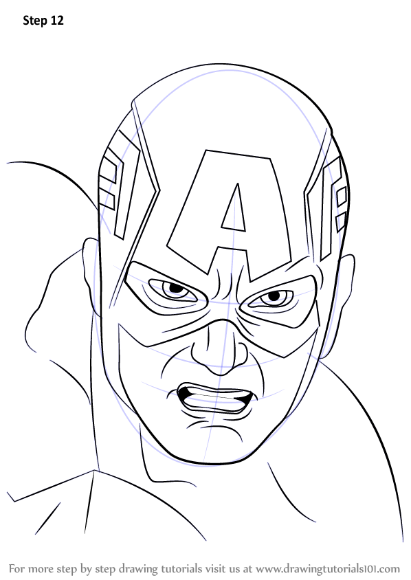 598x844 Learn How To Draw Captain America Face - Face Outline Drawing