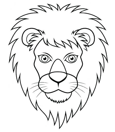 474x542 Lion Outline Drawing Roaring Lion Face Outline Drawing - Face Outline Drawing