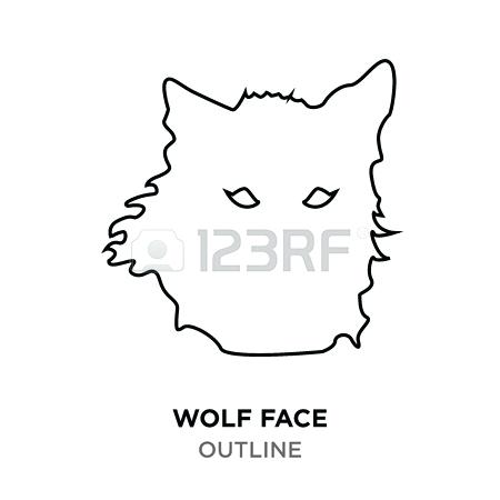 450x450 Outline Of A Wolf Face Tattoo Head Cartoon Mascot Character Vector - Face Outline Drawing