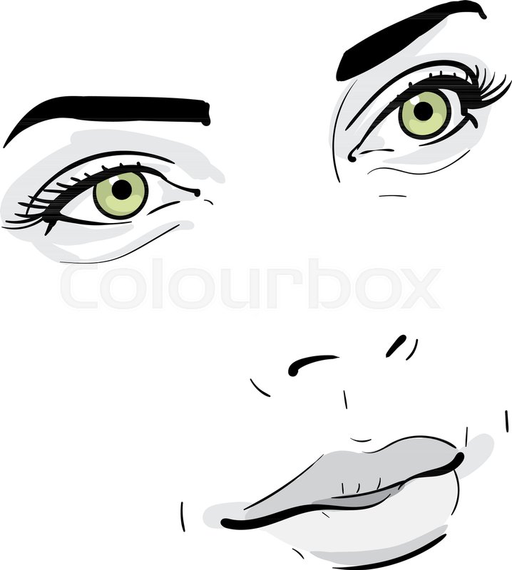 718x800 Woman Face Portrait Outlines Stock Vector Colourbox - Face Outline Drawing