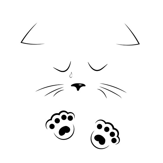 550x550 Outline Drawing Sad Cat Face With Paws Posters - Face Outline Drawing