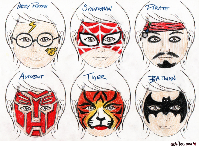 690x510 Jongens Ontwerpen Batman Face Paint Mask Halloween Superhero - Face Painting Drawing