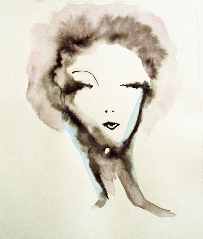 794x936 face painting original ink and acrylic drawing womans face etsy - Face Painting Drawing