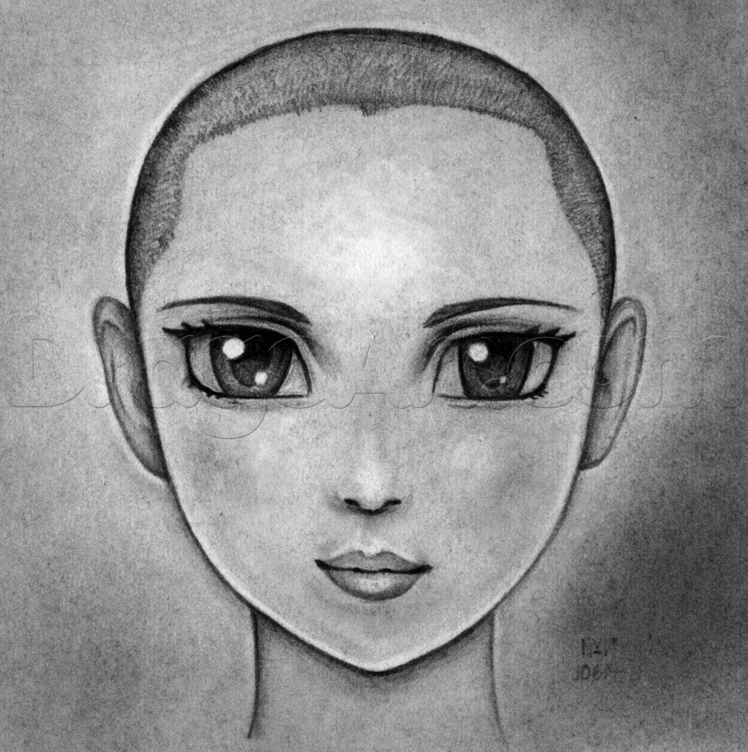 1074x1080 How To Draw Anime Faces In Pencil, Step - Face Pencil Drawing