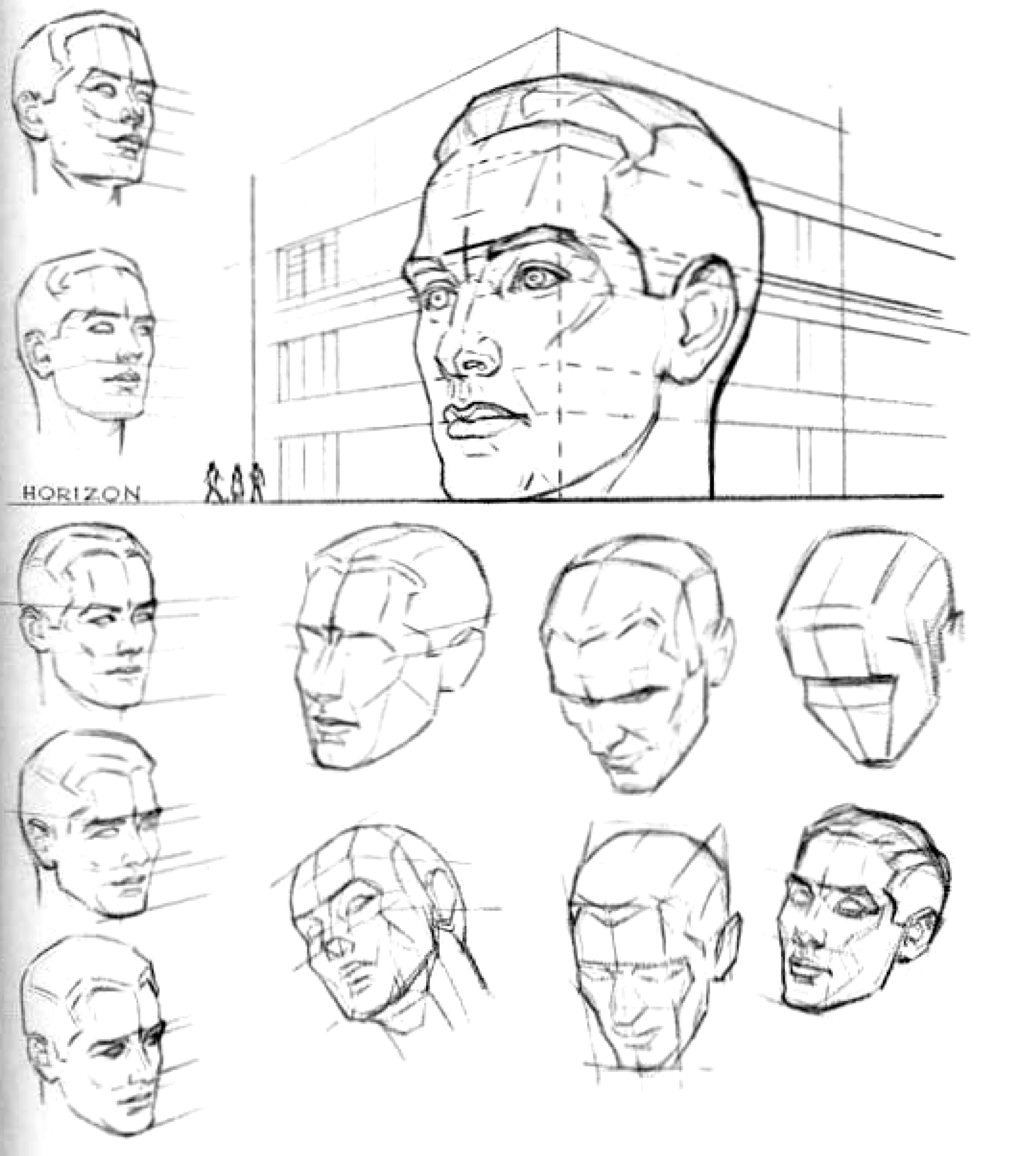 1800x2007 How To Draw The Face And Head In Perspective To Keep Correct - Face Perspective Drawing