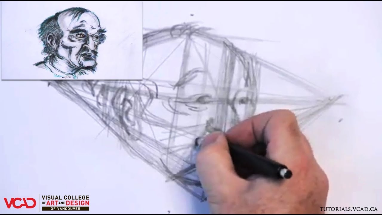 1280x720 Learn How To Draw An Old Man's Face In Two Point Perspective Part - Face Perspective Drawing