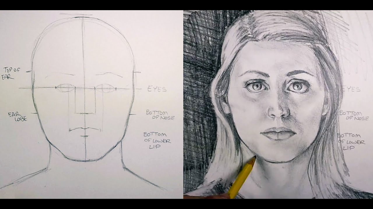 1280x720 How To Draw Facial Proportions - Face Portrait Drawing