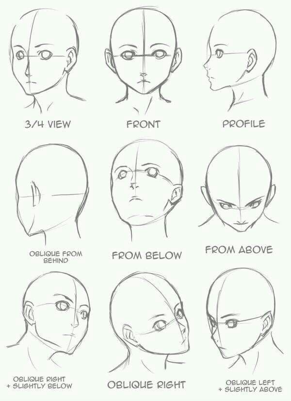 600x828 Face Position Drawings Drawings, Art, Drawing Heads - Face Positions Drawing