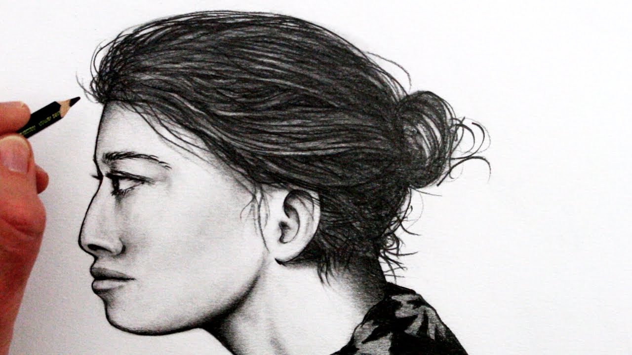 1280x720 How To Draw A Female Face In Profile Narrated - Face Profile Drawing