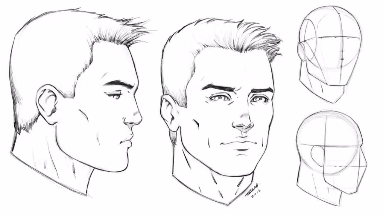 1280x720 How To Draw The Male Face Angle And Profile View - Face Profile Drawing