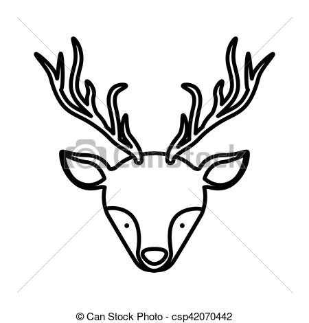 450x470 Front Face Silhouette Reindeer With Vector Within - Face Silhouette Drawing