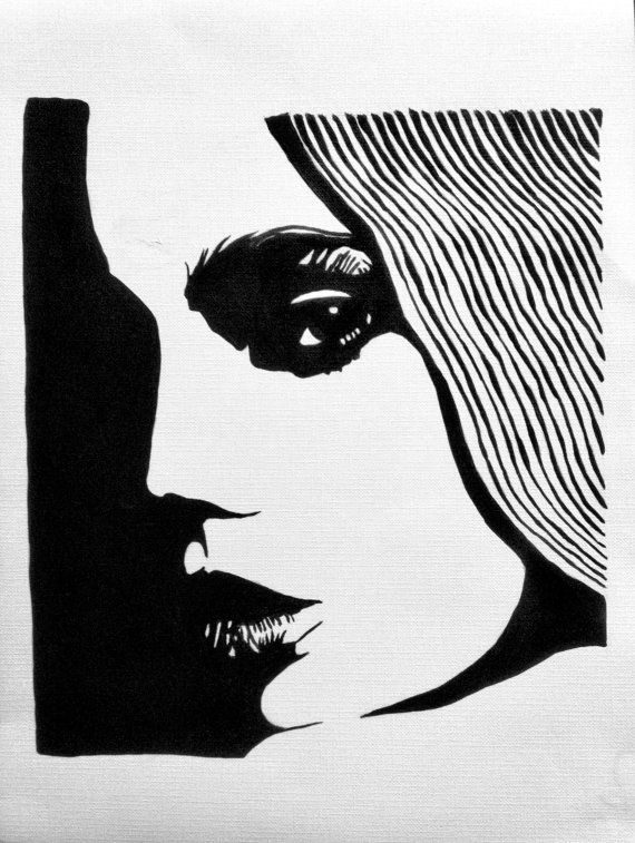 570x757 Original Painting - Face Silhouette Drawing