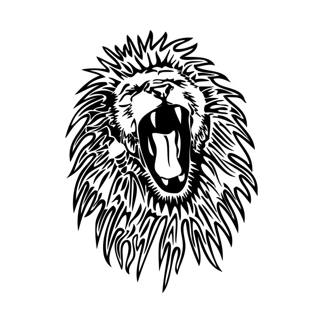 630x630 Roaring Lion Face Art Silhouette Drawing - Face Silhouette Drawing