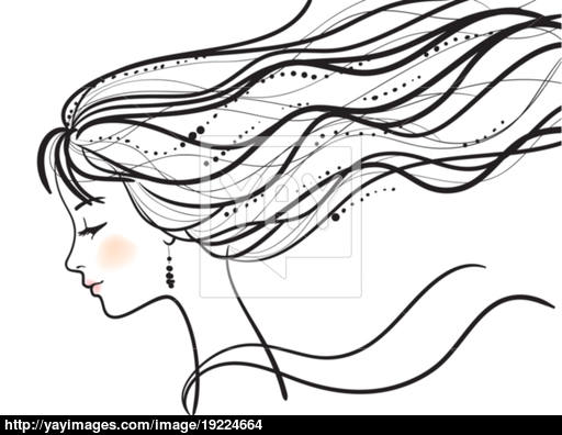 512x396 Beautiful Woman Face Silhouette Vector Illustration Vector - Face Silhouette Drawing
