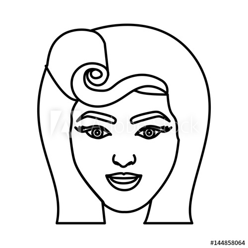 500x500 silhouette drawing of face woman with pin up swirl hairstyle - Face Silhouette Drawing