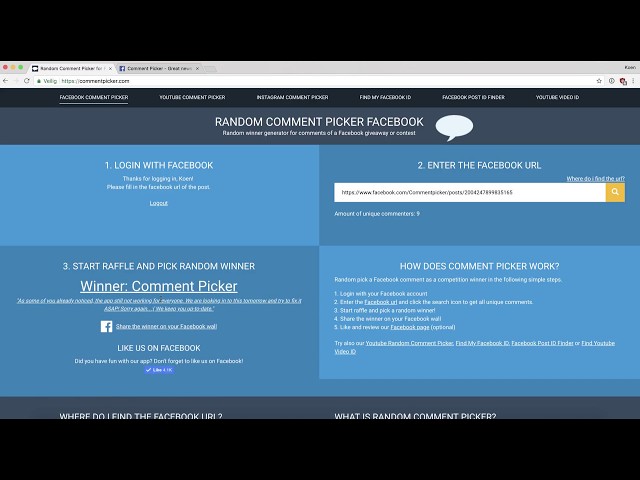 640x480 random comment picker for facebook comments - Facebook Drawing