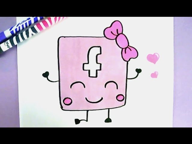 640x480 lets draw cute pink facebook logo step - Facebook Logo Drawing