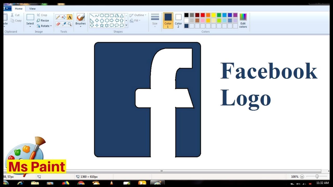 1280x720 ms paint drawing how to draw facebook logo in ms paint - Facebook Logo Drawing