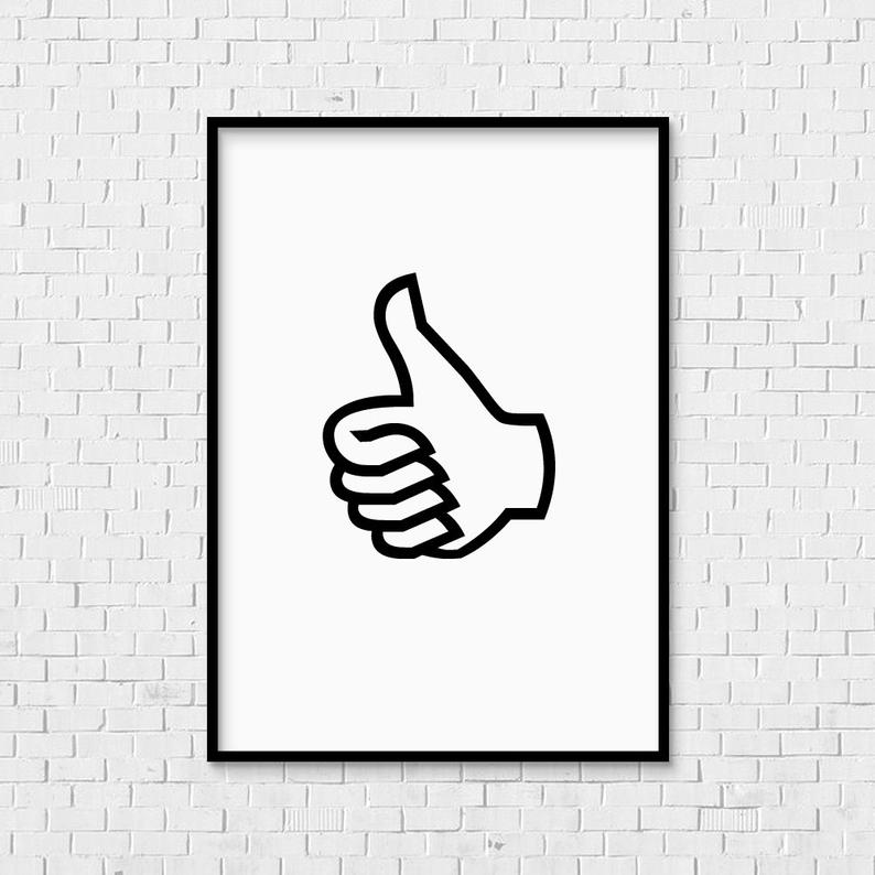 794x794 thumbs up instant download print like hand logo symbol etsy - Facebook Logo Drawing