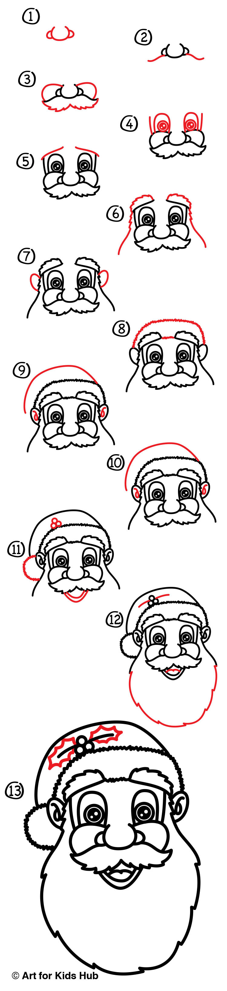 750x3264 How To Draw Santa Claus's Face - Facial Expressions Drawing For Kids