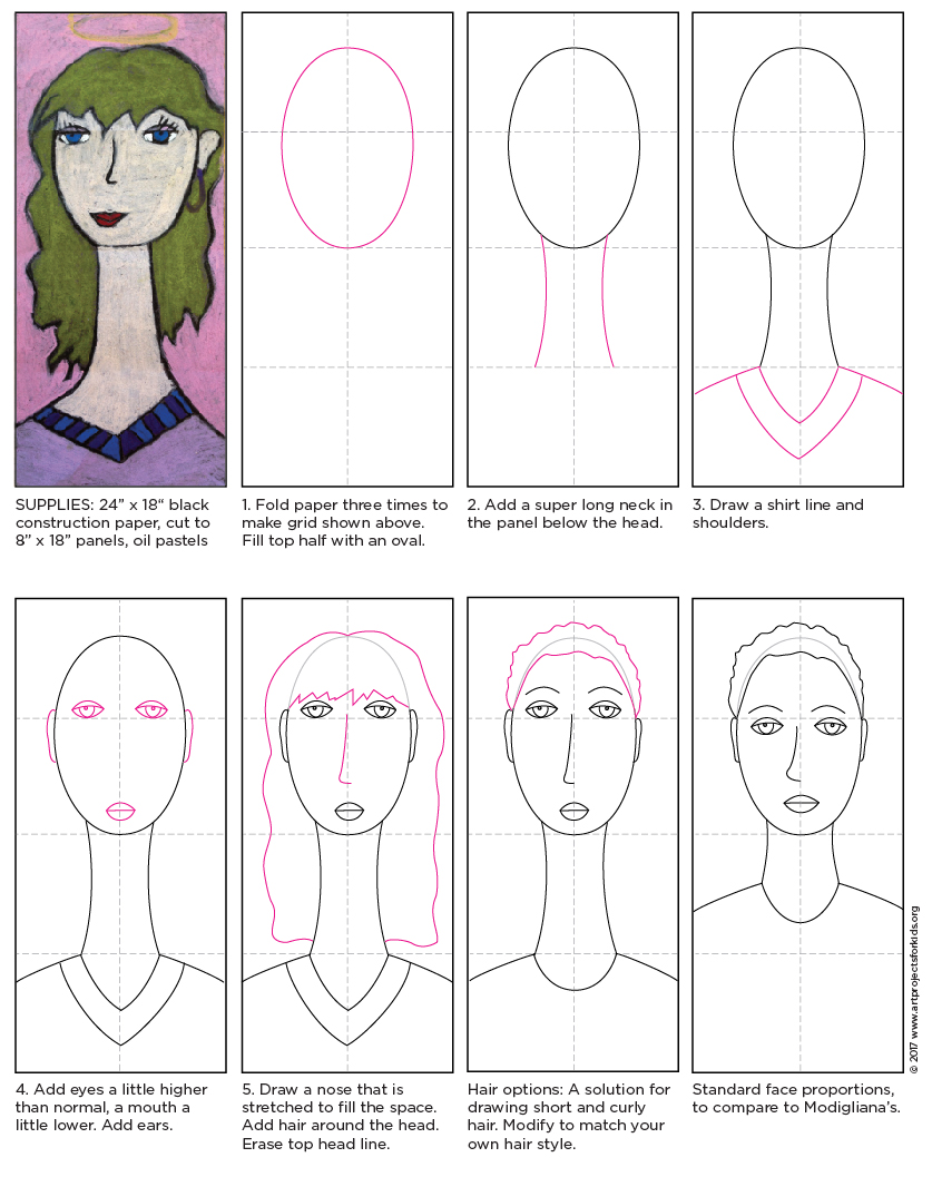 837x1057 modigliani self portrait tutorial art projects for kids - Facial Expressions Drawing For Kids