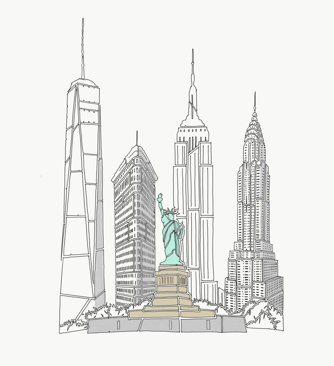1093x1200 doodle factory on twitter doodle the big apple - Factory Building Drawing