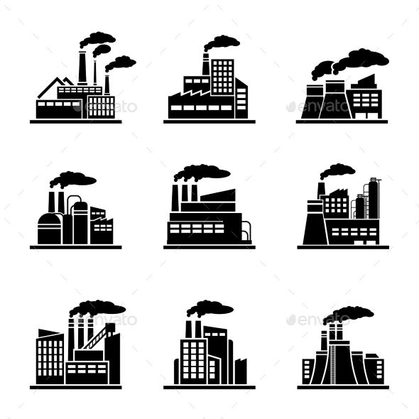 590x590 factory and industrial building icons fonts logos icons - Factory Building Drawing