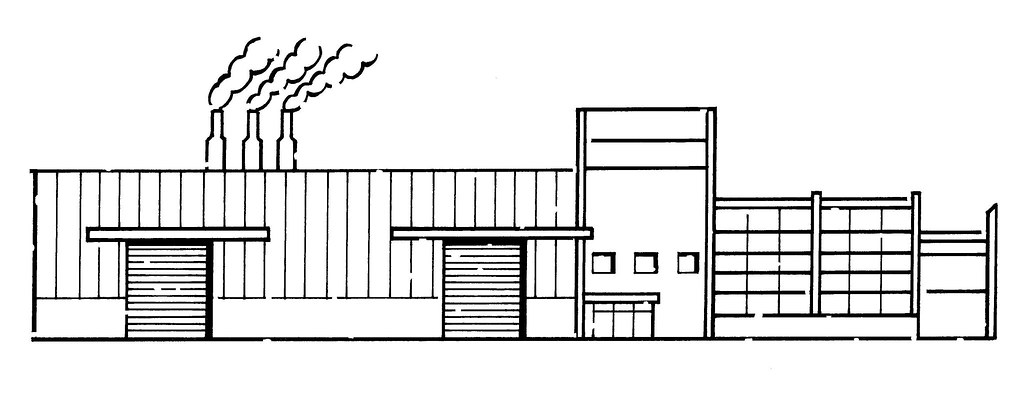 1024x397 Line Drawing Illustrations - Factory Line Drawing