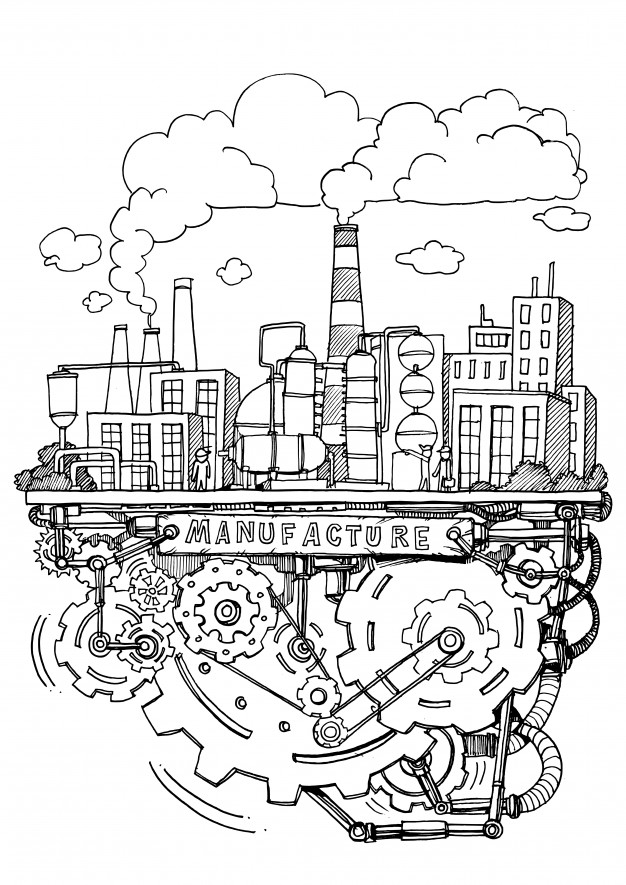 Factory Line Drawing at PaintingValley.com | Explore collection of ...