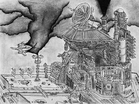 469x351 Hand Made Artwork - Factory Pollution Drawing