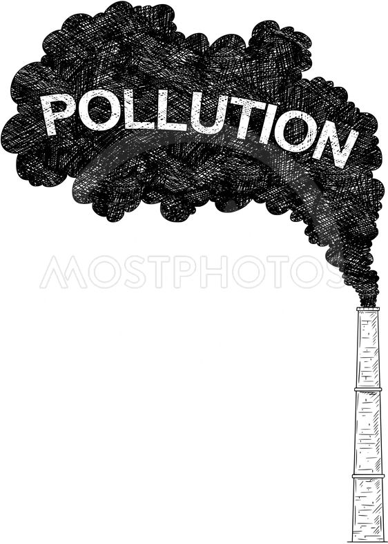 562x789 Vector Artistic Drawing Ill - Factory Pollution Drawing