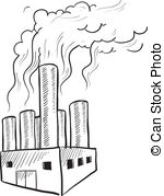 150x179 Vector Artistic Drawing Illustration Of Smokestack, Industry - Factory Pollution Drawing
