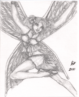 256x313 This Faerie Above, Small Drawing, Original - Faerie Drawing