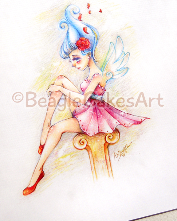 576x720 cute spring fairy giclee illustration print whimsical fantasy - Faerie Drawing